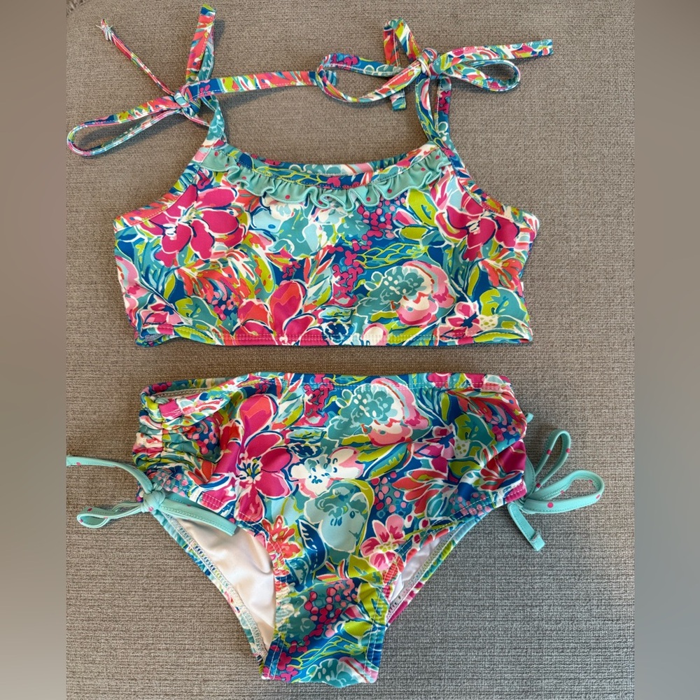 SweetHoney Girls size 6 Pink and Blue Bikini Vibrant Swimwear